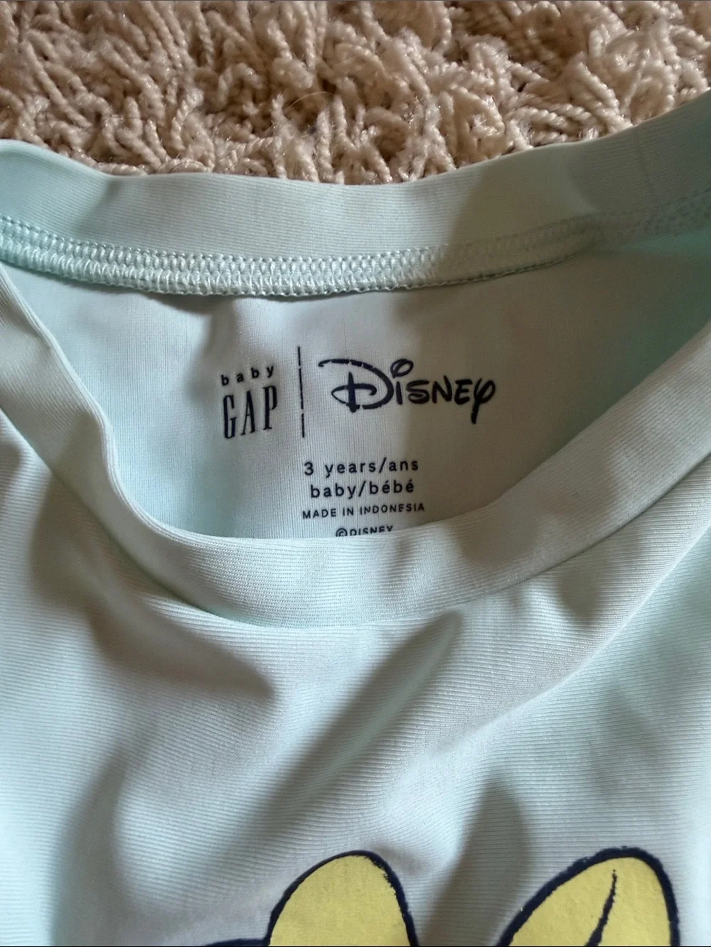 Gap Disney Girls' Mint Minnie Mouse Rash Guard Swim Set with Pink Bottoms